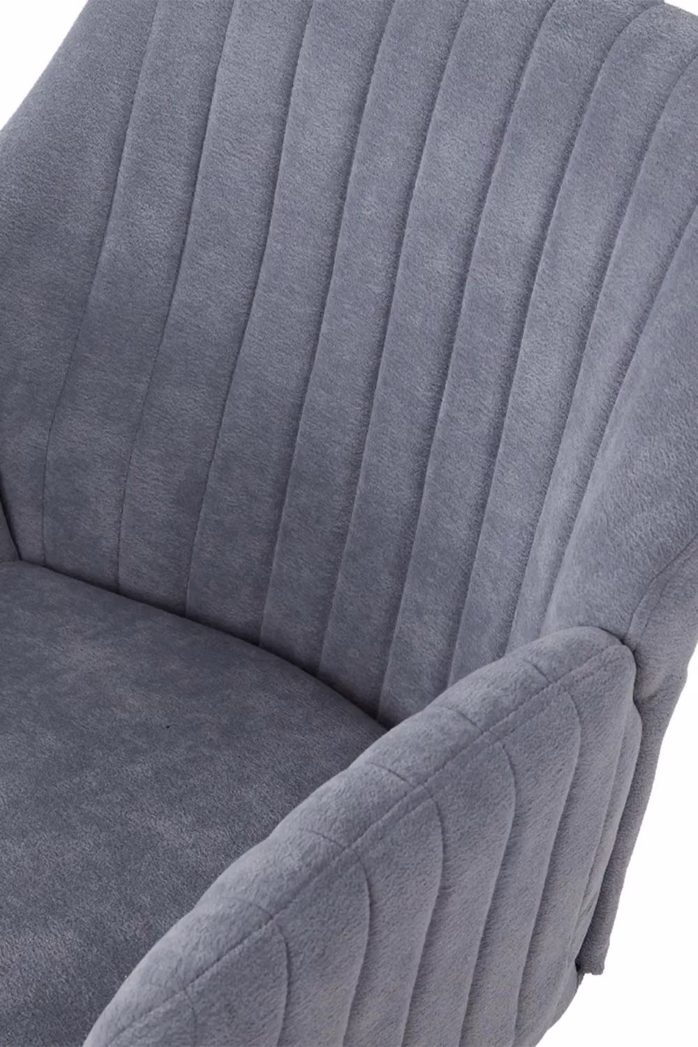 H&O Direct Modern Grey Fabric Swivel Lounge Chair with Metal Frame and Armrests – 2