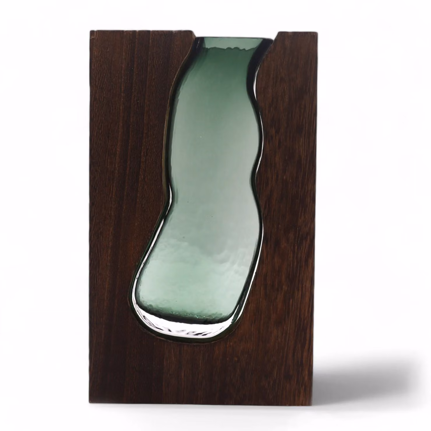 KDMD Modern Glass Vase and Terrarium in Dark Brown Tung Wood – 2