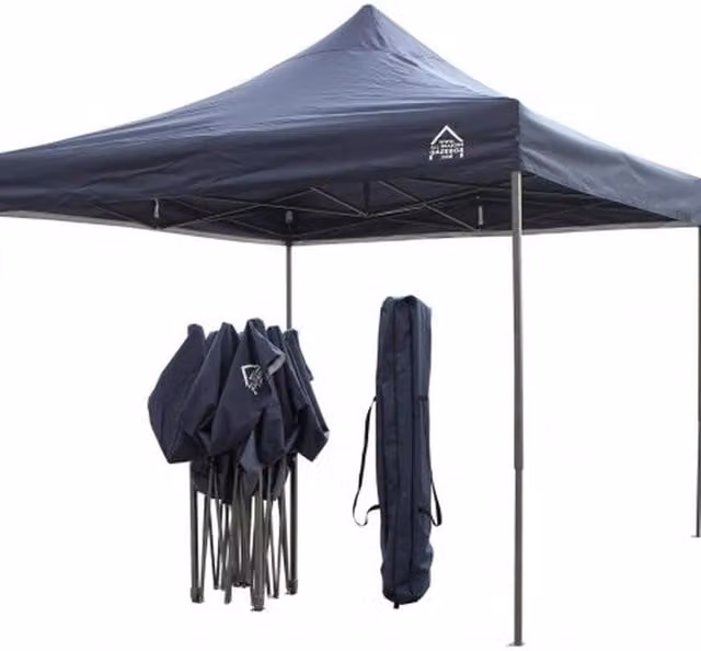 All Seasons 3x3 m Pop Up Gazebo in White and Navy Blue with Steel Frame
