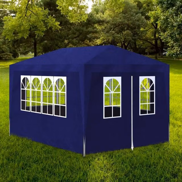 Berkfield Home Blue Party Tent with Windows, W/D/H: 4 x 3 x 2.5 m