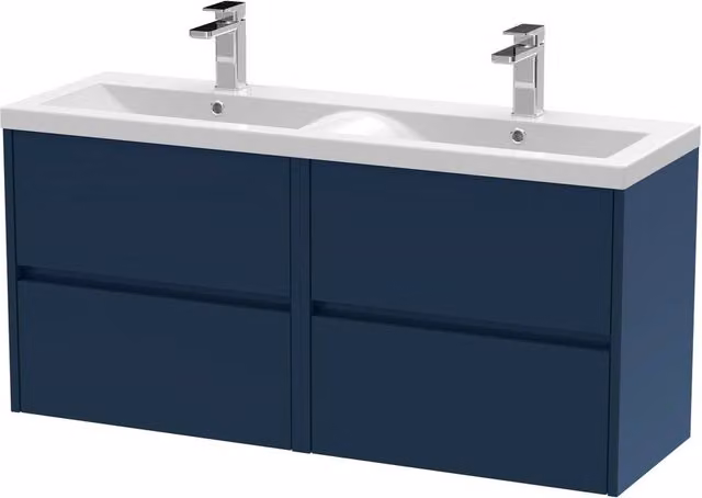 Balterley Chartley Contemporary 4 Drawer Wall Hung Vanity Basin Unit, Blue, Width: 120 cm – 1