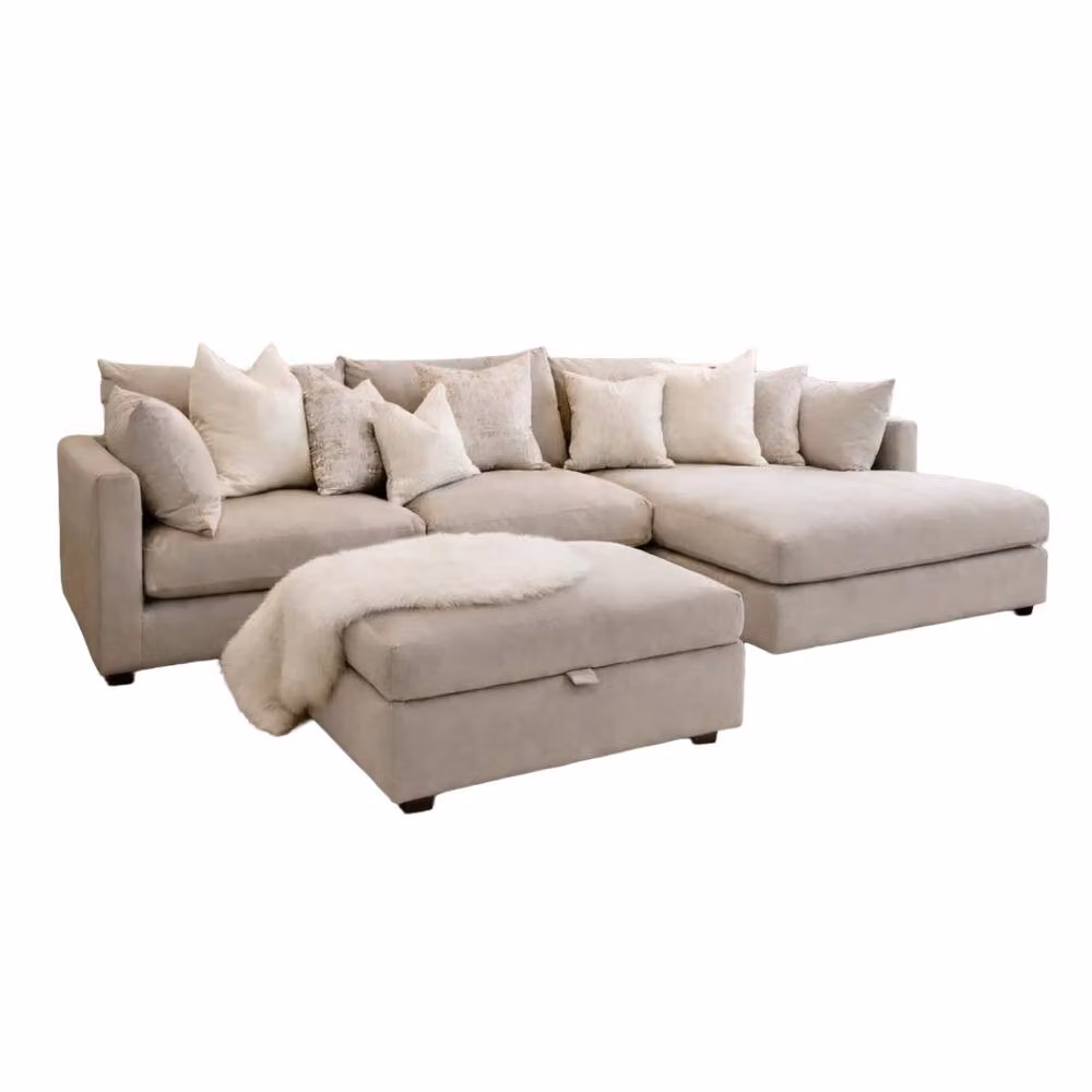Home & Love Luxury Ana Reversible Chaise Corner Sofa in Naples Cream Fabric – 2