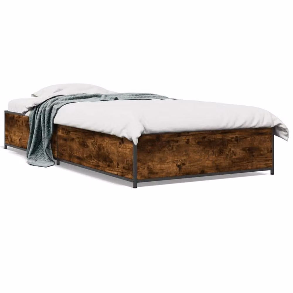Berkfield Home Durable Small Single Bed Frame in Smoked Oak and Brown, W/D/H: 80 x 190 cm – 3