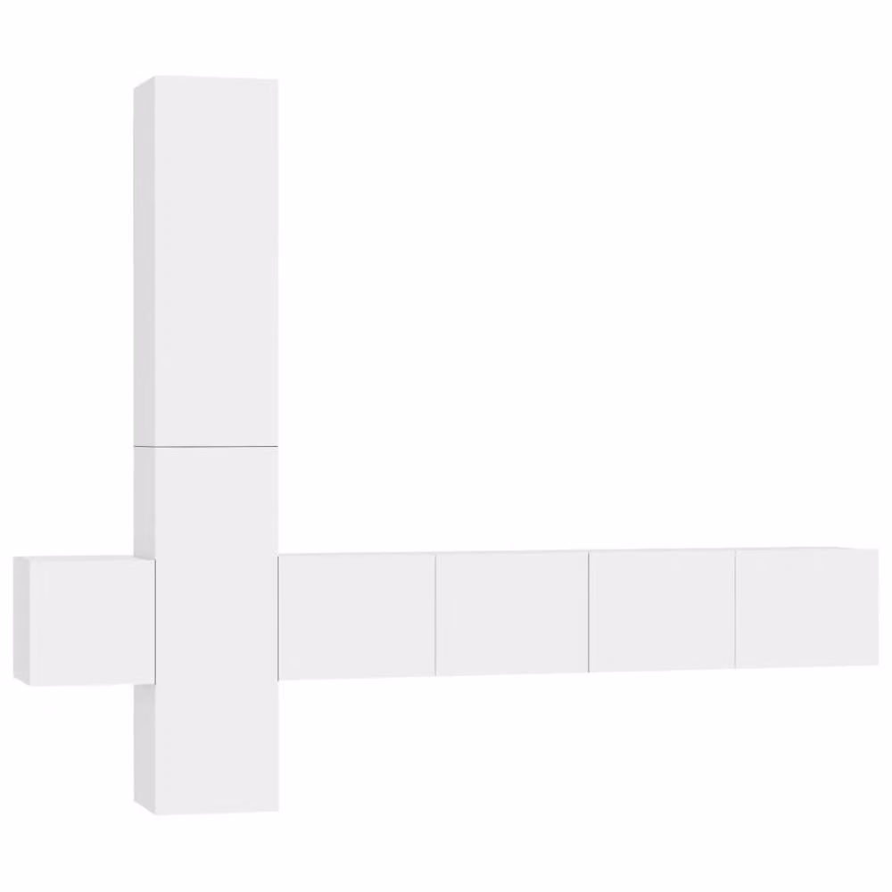 Berkfield Home 5 Piece Modern White Wall Mounted TV Cabinet Set in Matt MDF – 2