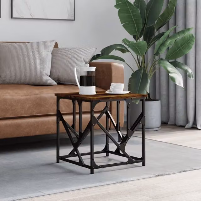 Berkfield Home Square Coffee Table in Smoked Oak Brown, W/D/H: 45 x 45 x 47.5 cm