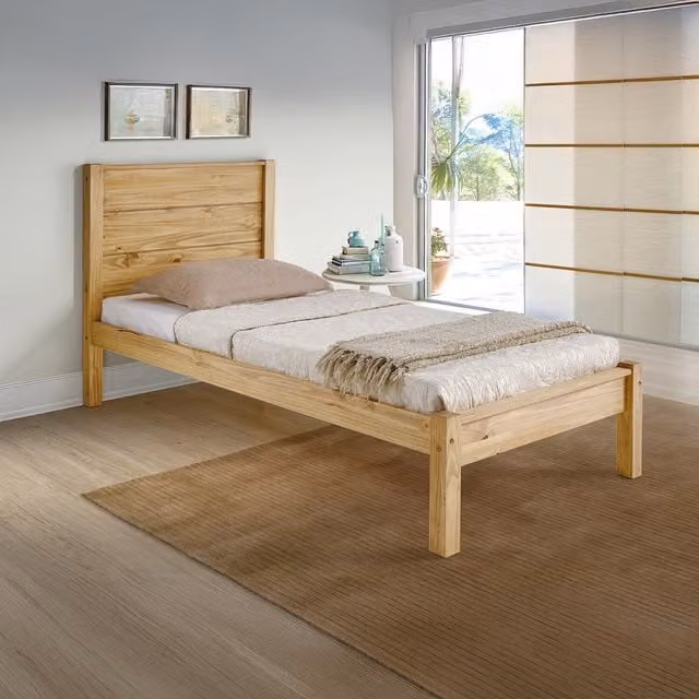 Seconique Barton 3' Single Bed in Brown Waxed Solid Pine, W/D/H: 90 x 190 cm