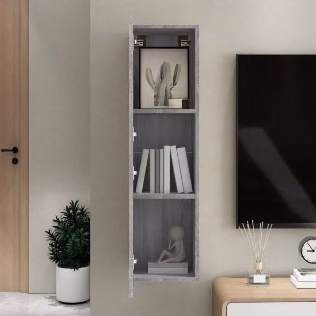 Berkfield Home Classic Wall-mounted TV Cabinet in Grey, W/D/H: 110 x 30.5 x 30 cm
