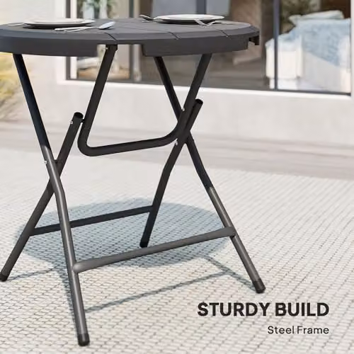 Outsunny Foldable Round Garden Dining Table for 4, Dark Grey, W/D/H: 80 x 80 x 73 cm – 11