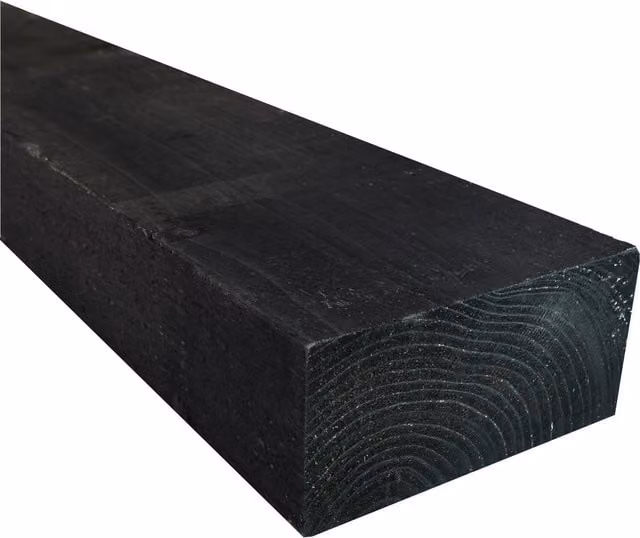 Snowdon Timber Treated Black Wood Sleepers for Raised Beds, Pack of 10, H: 9.5 cm, W: 19.5 cm, L: 240 cm