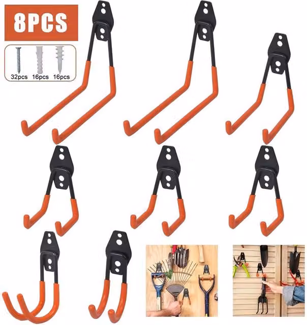 SPETLEK Utility Wall Hook Organizer, 8-Piece Set, Orange – 1