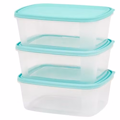 Wham Everyday Food Box with Snap Lid, 2 l, Clear/Assorted, Pack of 3