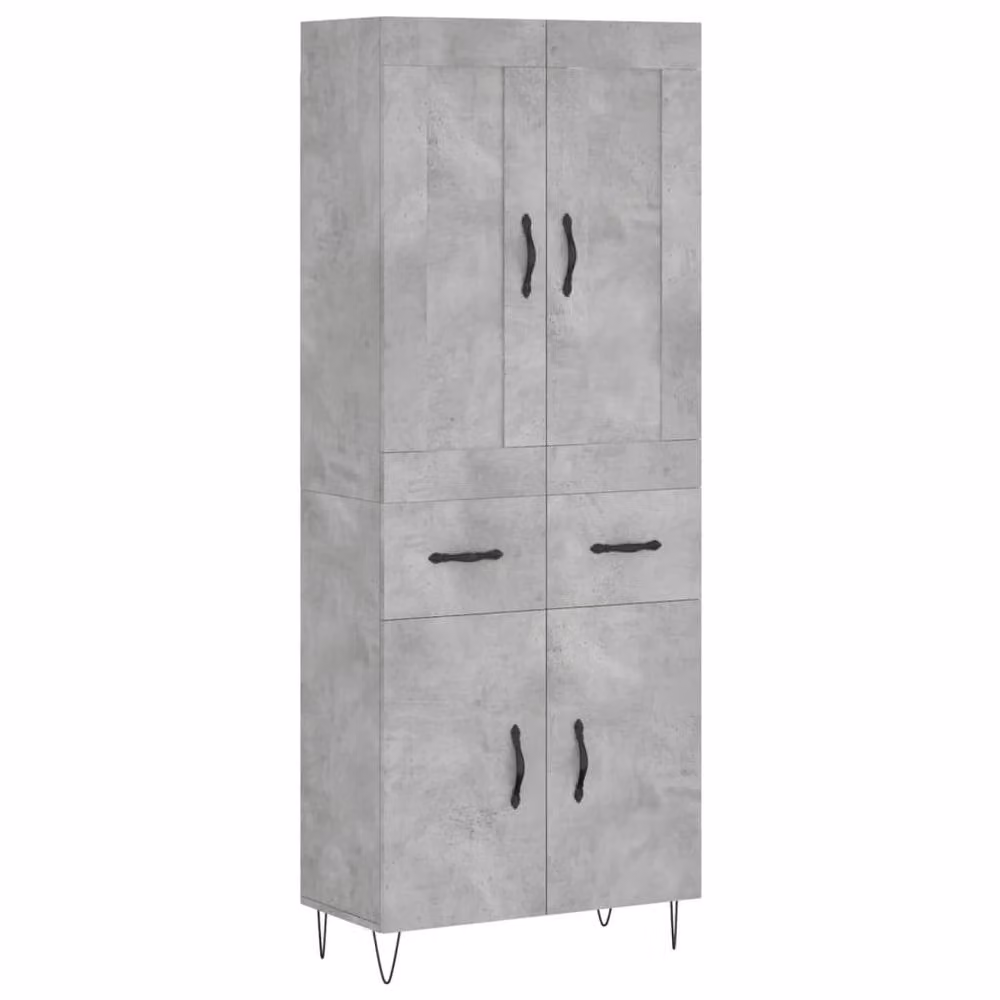 Berkfield Home Highboard in Concrete Grey, W/D/H: 69.5 x 34 x 180 cm – 3