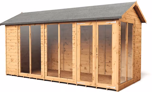 Empire Sheds Empire 6x14 Apex Summerhouse with Double Door and Window in Brown