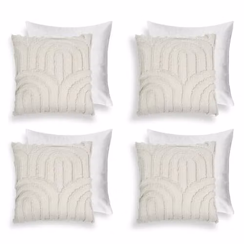 OHS 4 Pack Tufted Arch Decorative Filled Cushions with Removable Covers in Beige, W/D/H: 45 x 45 x 45 cm – 1