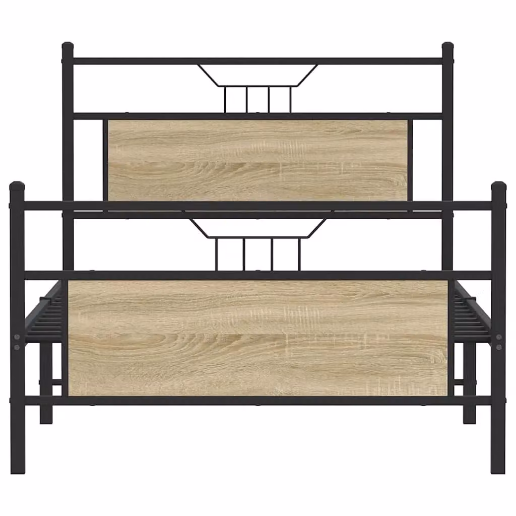 Berkfield Home Sonoma Oak Bed Frame in Brown, W/D/H: 100 x 190 cm – 3