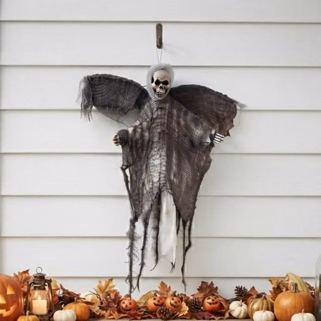 Garden Greatness Spooky Flying Reaper Hanging Halloween Decoration, Black and Multicolour