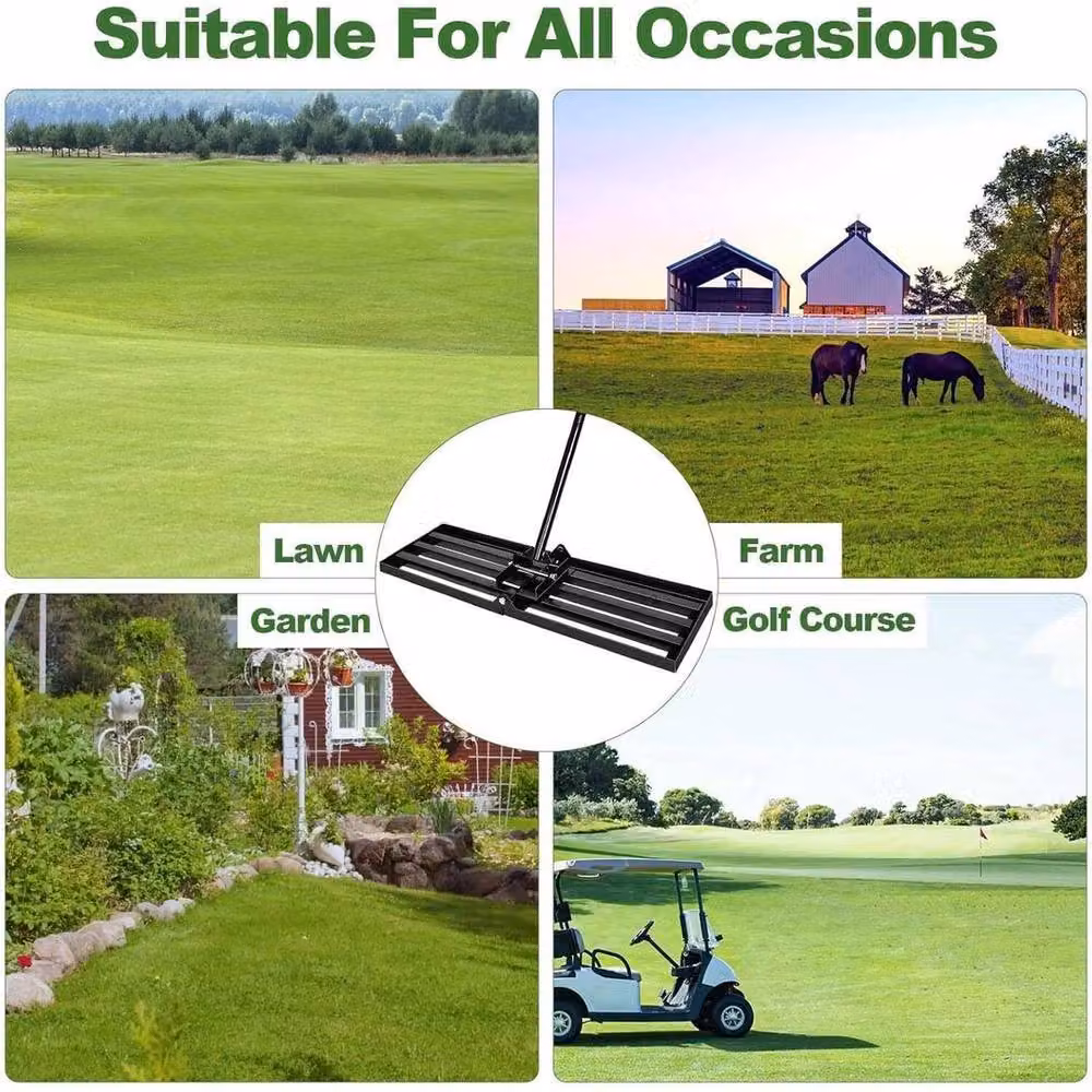 KORVIXA Manual Metal Lawn Levelling Rake in Black – 5