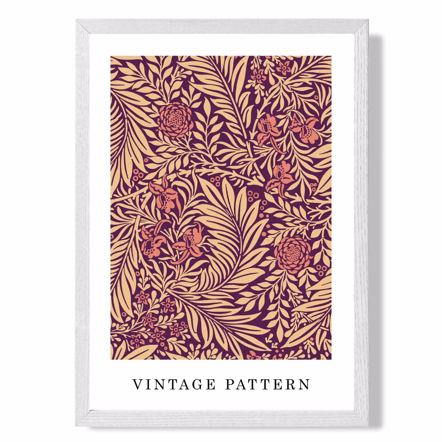 ARTZE Vintage William Morris Larkspur Floral Art Print in Pink and Beige with White Frame – 2