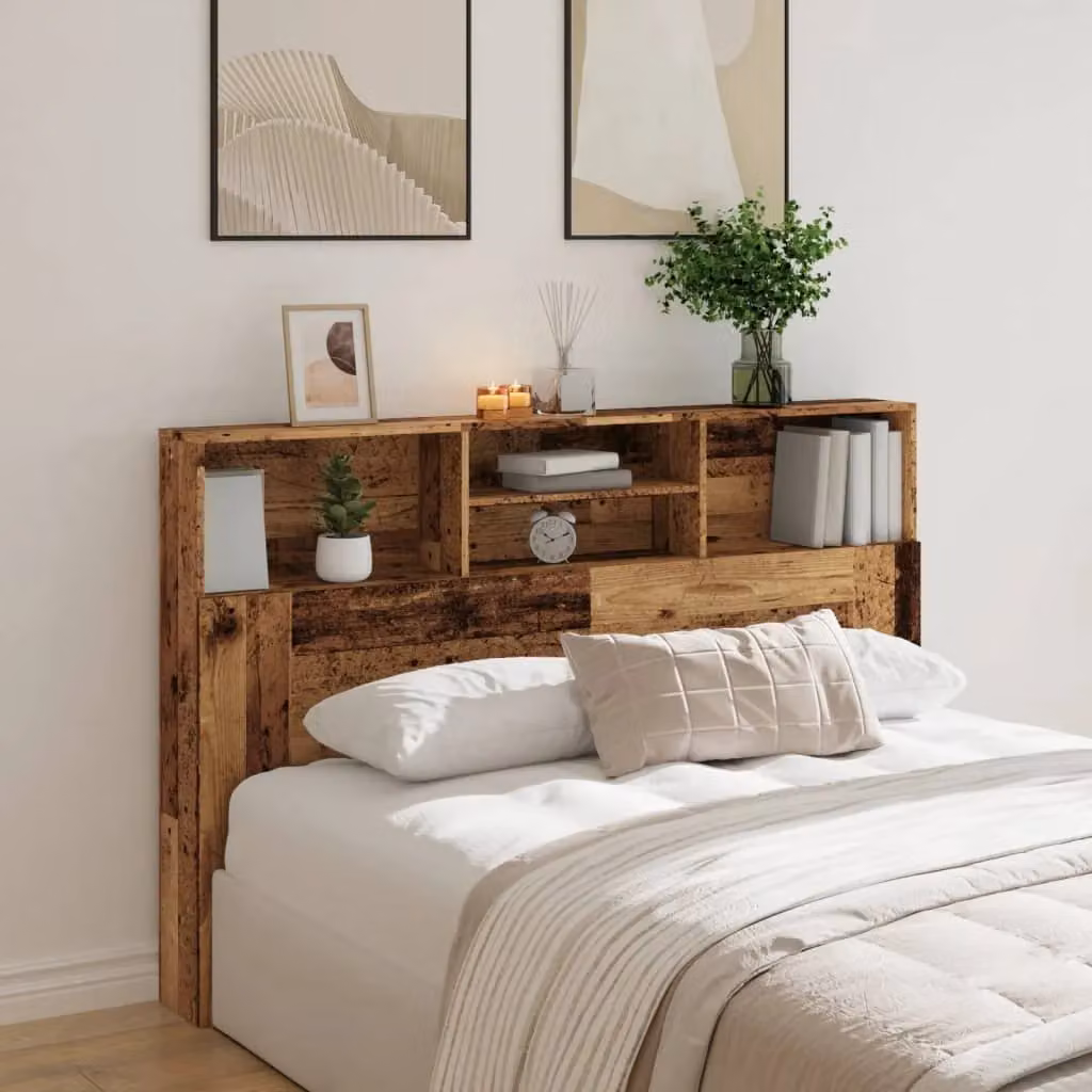 Berkfield Home Rustic Old Wood Headboard Cabinet in Brown, W/D/H: 160 x 19 x 103.5 cm – 3