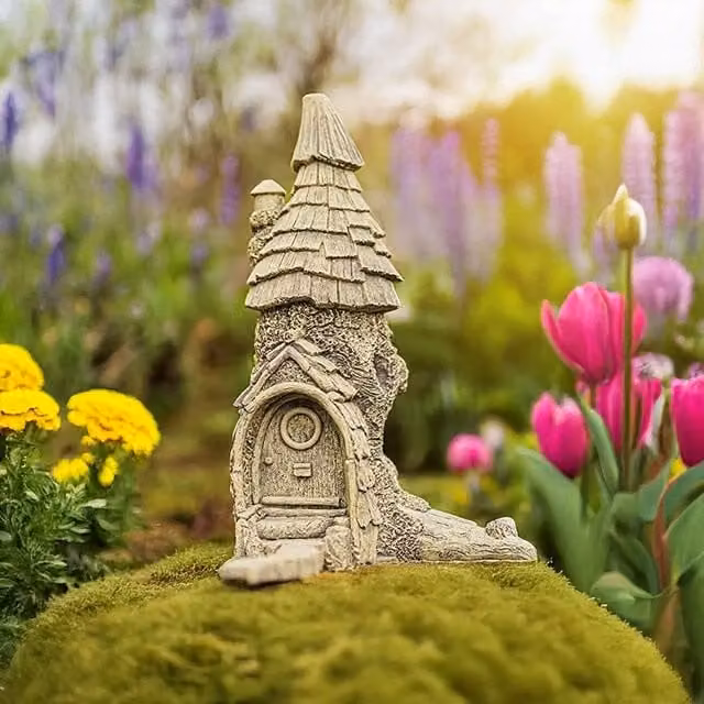 Marco Paul Fairy Castle Tabletop Garden Ornament in Grey