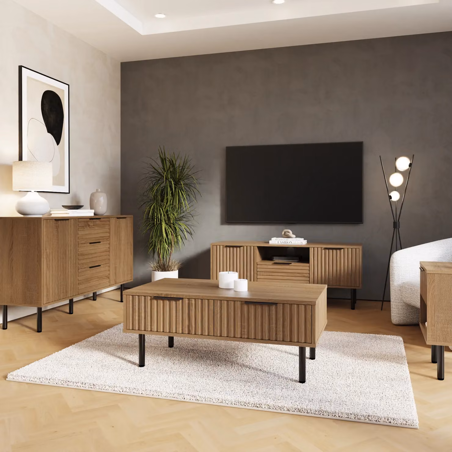 GFW Nervata Oak Rectangular Coffee Table – 4