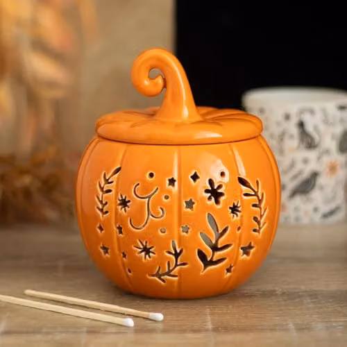 Something Different Wholesale Orange Folk Pumpkin Ceramic Oil Burner and Wax Warmer – 2