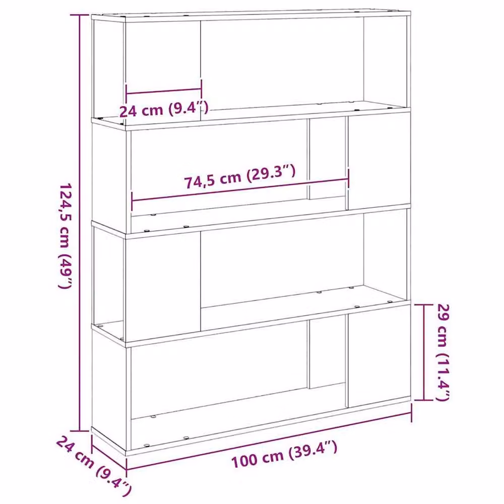 Berkfield Home Black Oak TV Cabinet in Matt MDF, W/D/H: 100 x 24 x 124 cm – 5