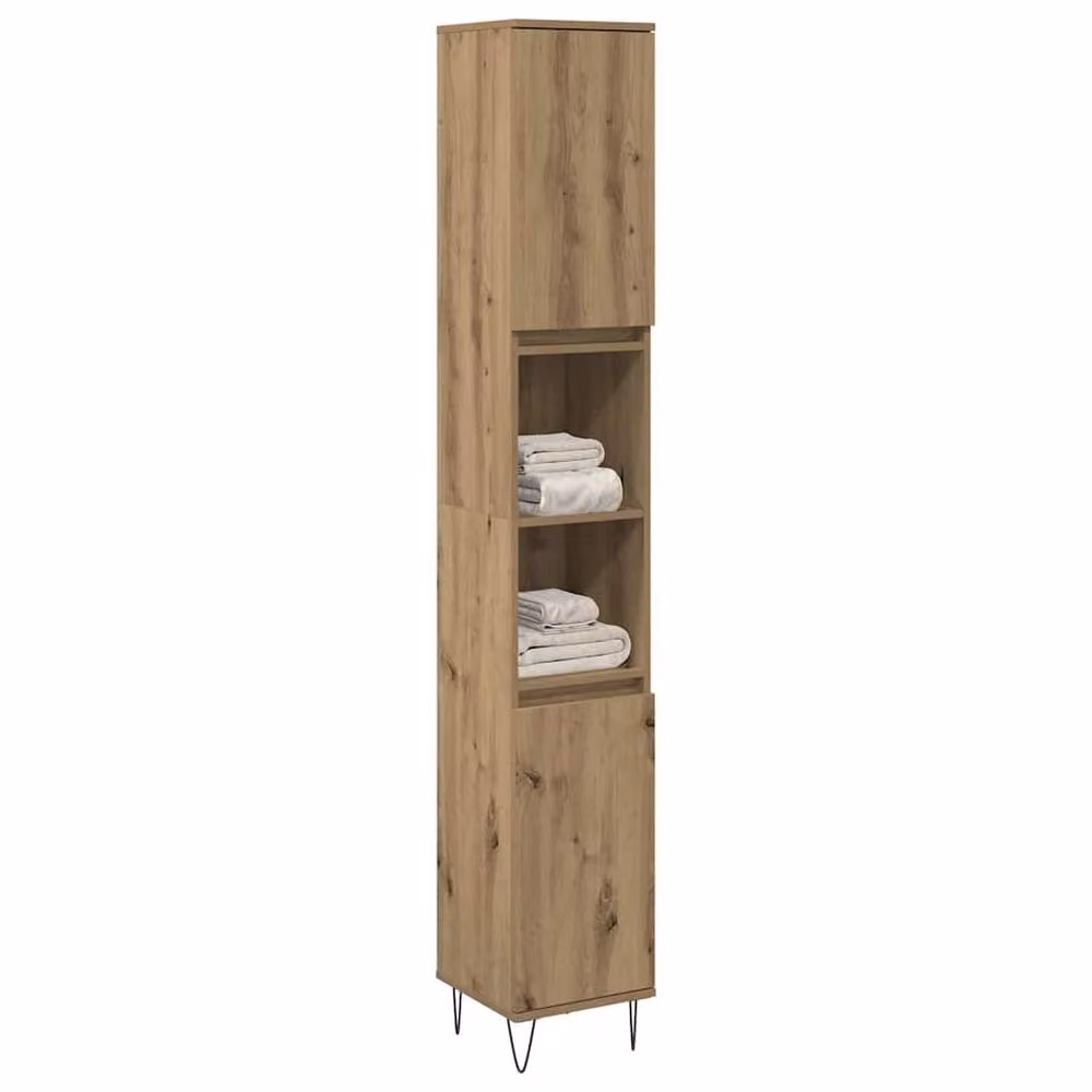 Berkfield Home Artisan Oak Bathroom Cabinet in Brown, W/D/H: 30 x 30 x 190 cm – 2