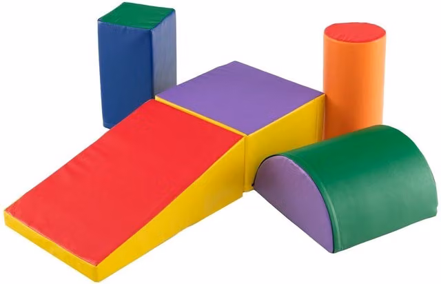 Costway 5-Piece Kids Foam and Textile Climbing and Crawling Activity Playset in Multicolour and Red