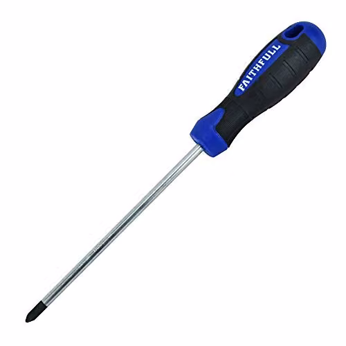 Faithfull Soft-Grip Phillips PH2 Manual Screwdriver in Blue and Black with 150mm Blade Length