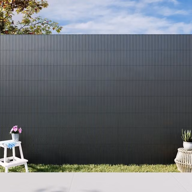 Livingandhome Opaque PVC Privacy Screening Fence with Clamp, Grey, W: 300 cm, H: 150 cm