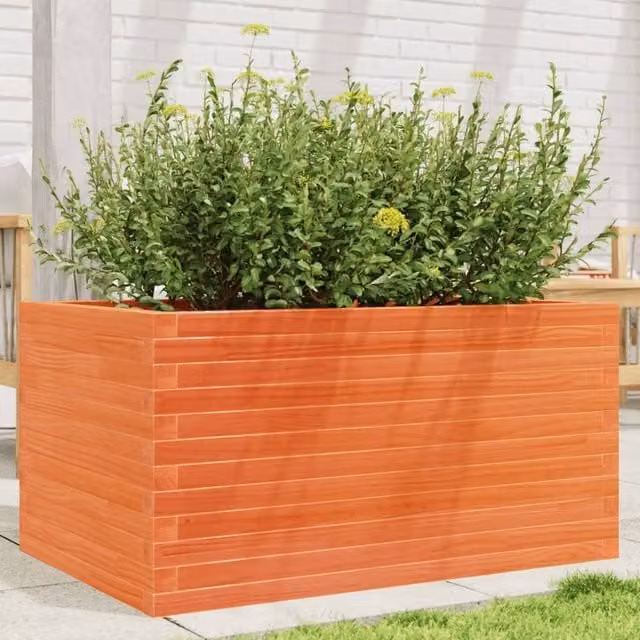 Berkfield Home Garden Planter in Brown Solid Wood, W: 90 cm, D: 60 cm, H: 45.5 cm