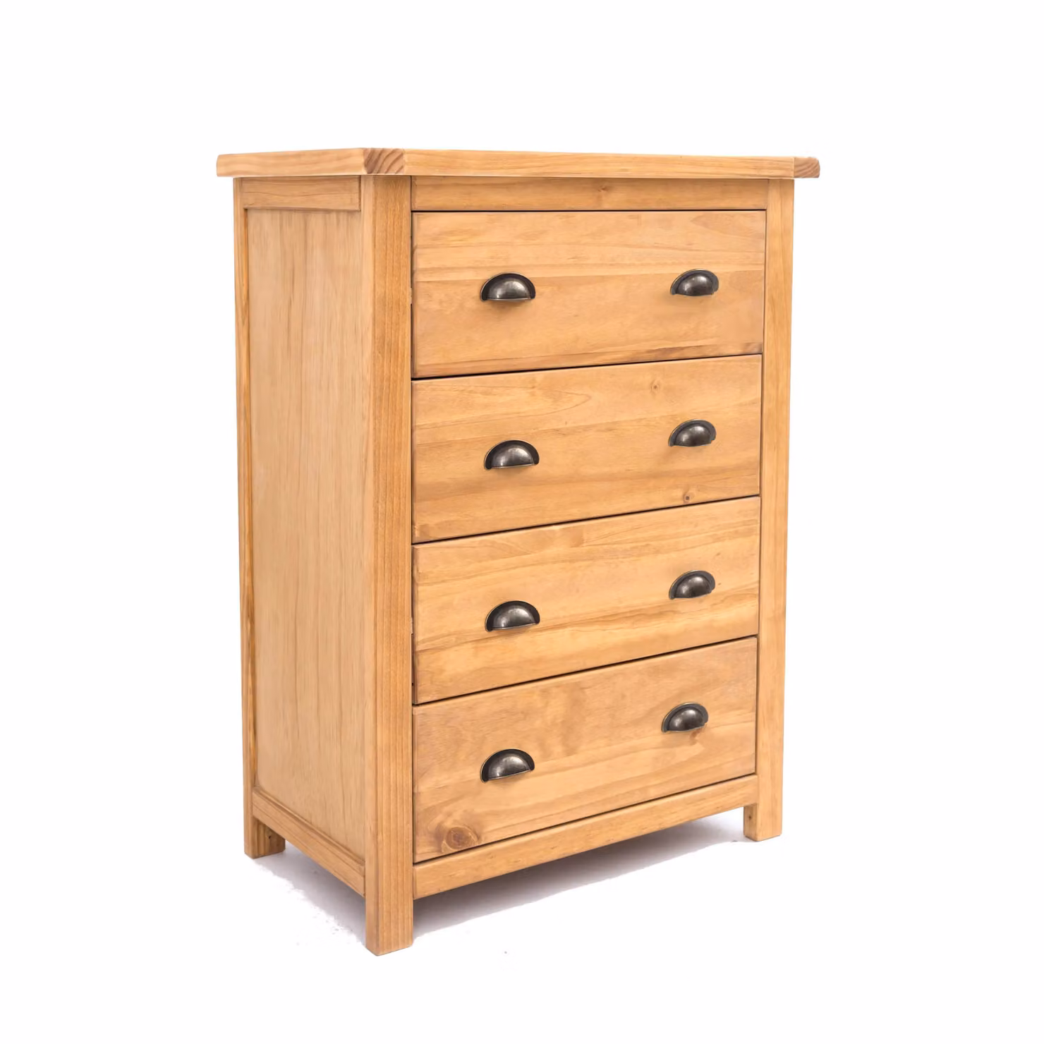 Cabinet Bits Lugo 4 Drawer Chest of Drawers in Brown Waxed Pine with Brass Cup Handles – 2