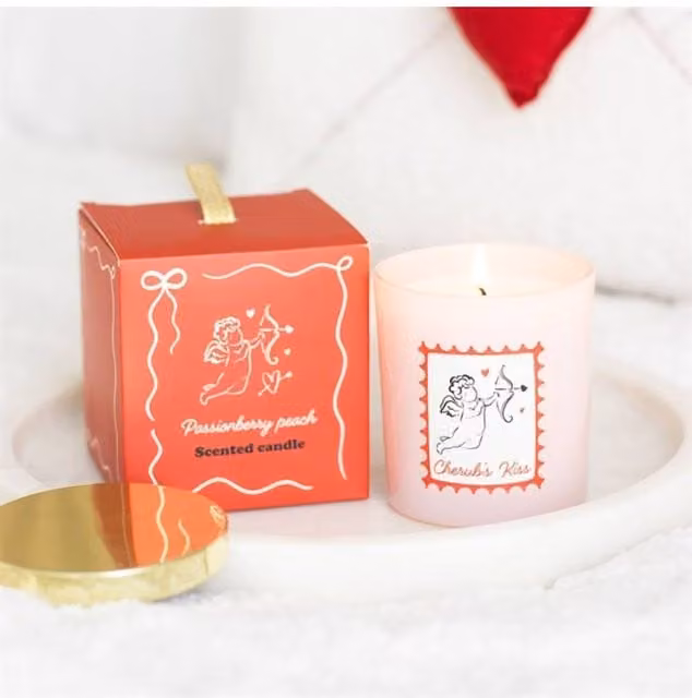 KDMD Cherub's Kiss Passionberry Peach Scented Votive Candle in Pink and Gold