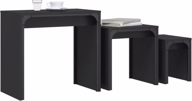 Berkfield Home Nesting Coffee Tables, 3 Piece Set in Black Engineered Wood – 1
