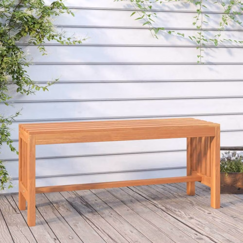 Berkfield Home Solid Wood Eucalyptus Garden Bench in Brown, Width: 110 cm – 2