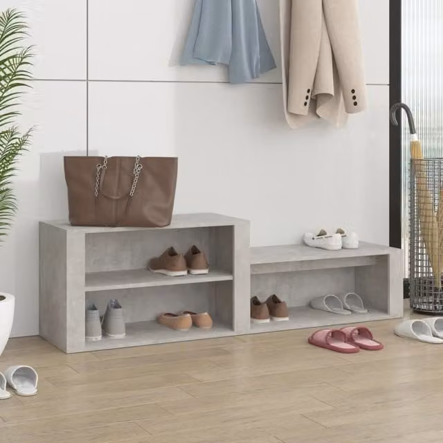 Berkfield Home Modern Grey Shoe Cabinet with Integrated Seat, W/D/H: 150 x 35 x 45 cm – 1