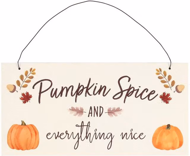 Kingsbury Gifts Small Pumpkin Spice Autumn Hanging Wall Plaque, Multicolour