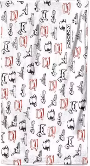 Monopoly White Graphic Pattern Quick-Drying Fluffy Beach Towel