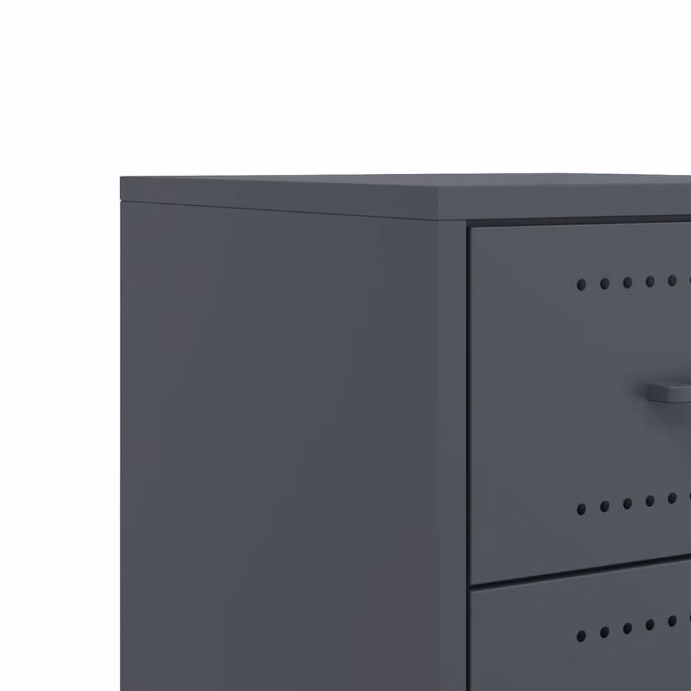 Berkfield Home Set of 2 Anthracite Metal Bedside Cabinets, W/D/H: 36 x 39 x 43.5 cm – 3