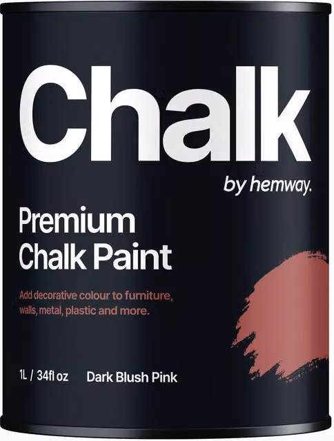 Hemway Water Based Chalk Paint in Flat Matt Dark Blush Pink, 1 l