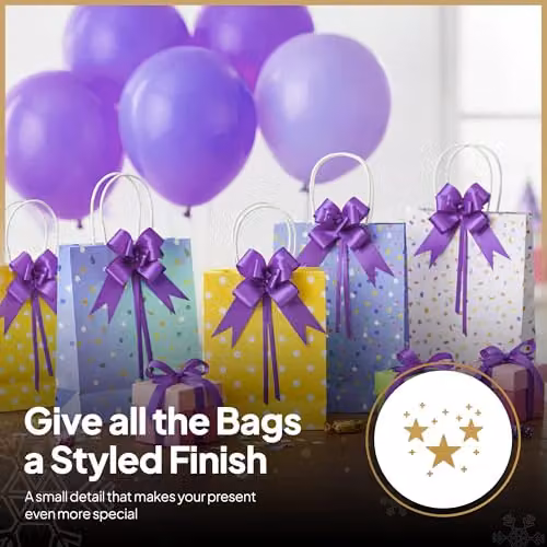 Shatchi 10pcs Purple Plastic Pull Bows, 3cm Diameter, for Gift Wrapping, Hampers, Weddings and Parties – 7