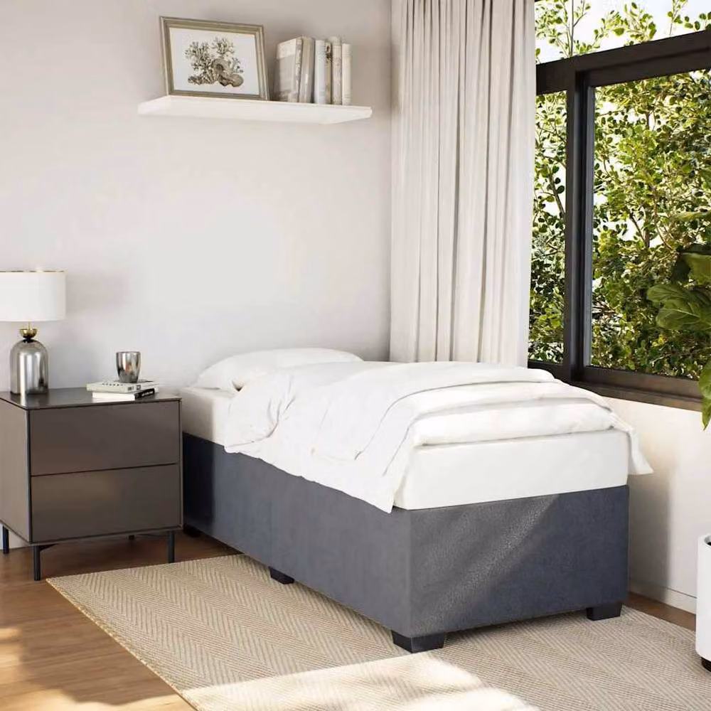 Berkfield Home Upholstered Velvet Bed Frame in Dark Grey, Single, W: 90 cm, D: 200 cm – 2
