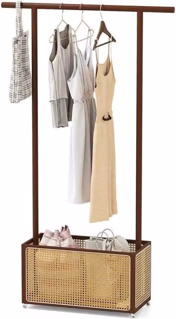 Kelvenix Brown Bamboo Clothes Rack and Coat Hanger Stand – 1