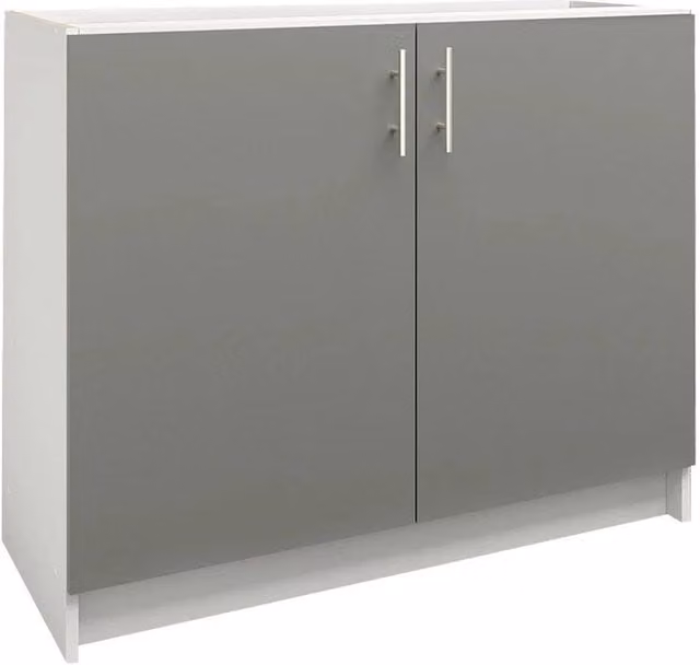 SPETLEK Modern Grey Matt MDF Kitchen Base Unit with Hinged Doors and Internal Shelves, Height: 100 cm