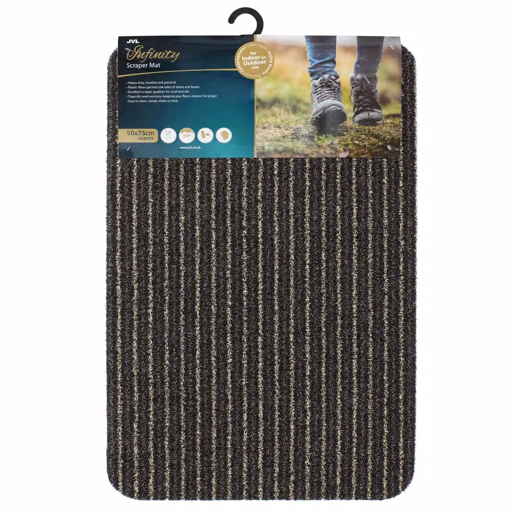 JVL Infinity Brown Striped Entrance Door Mat, W: 50 cm, D: 75 cm – 2