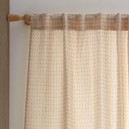 Pineapple Elephant Muscat Waffle Slot Top Voile Curtain Panel in Beige, W: 140 cm, H: 229 cm – 2