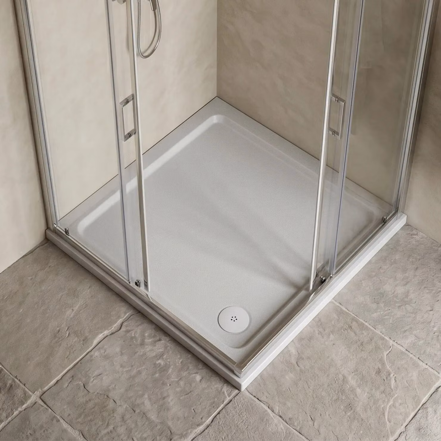 Balterley Premium Slip Resistant Square Stone Resin Shower Tray, White – 3