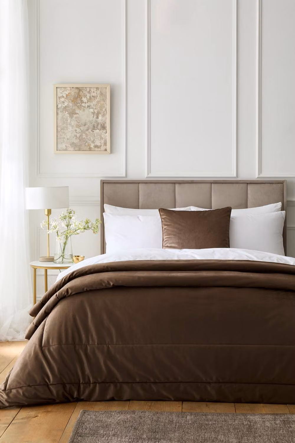 Appletree Harlan Quilted Velvet Bedspread in Chocolate Brown – 2