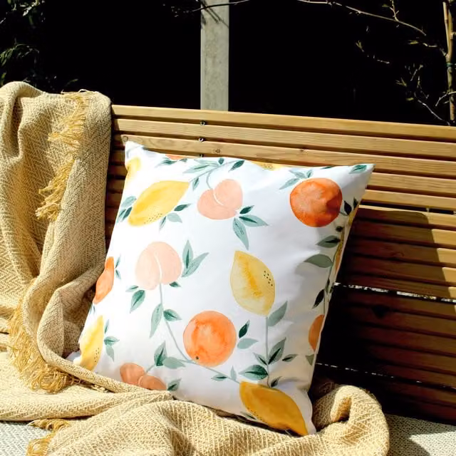 Terrys Les Fruits Outdoor Square Floral Filled Cushion, Multicolour, W/D/H: 43 x 43 x 1 cm – 1